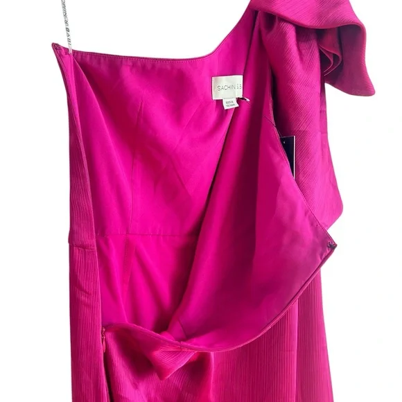 Sachin & Babi Chelsea One-Shoulder Gown – Dragonfruit – Size 8 NEW! - Picture 5 of 12